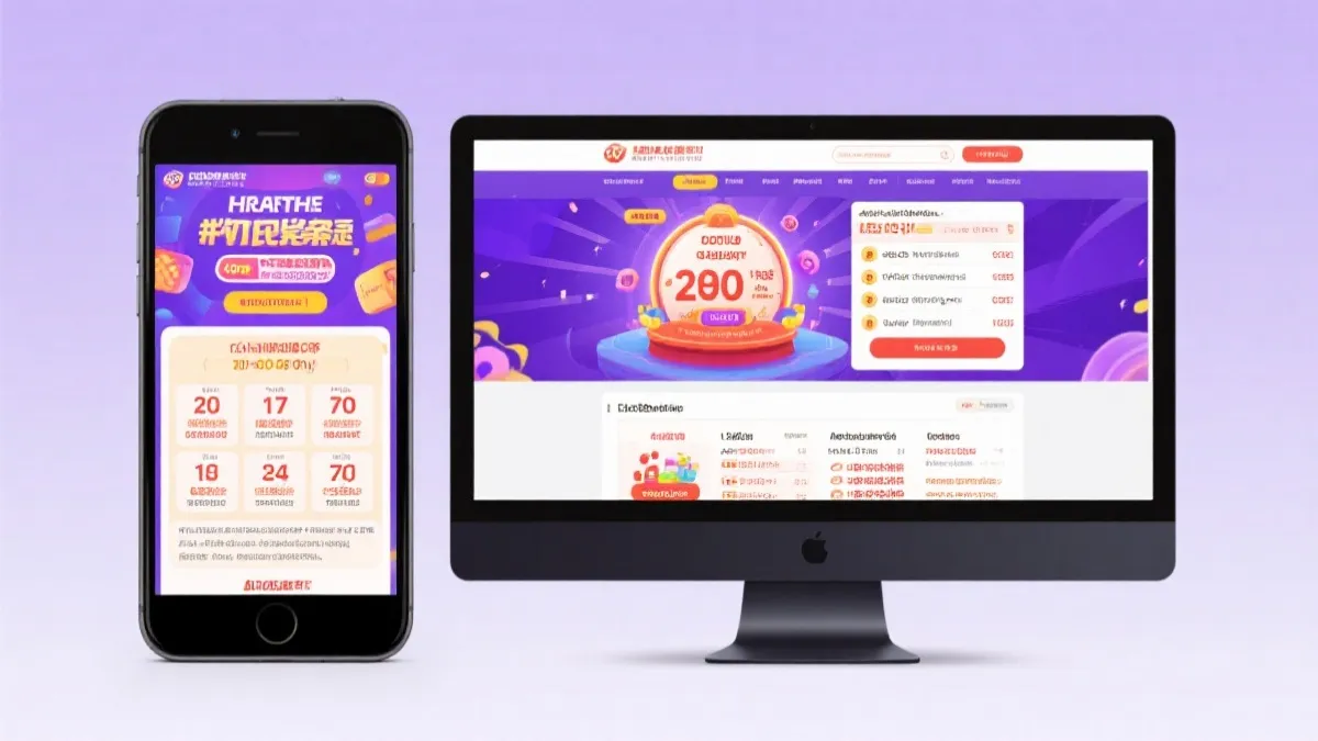 响应式界面示意：移动端与桌面端呈现同一当期开奖信息